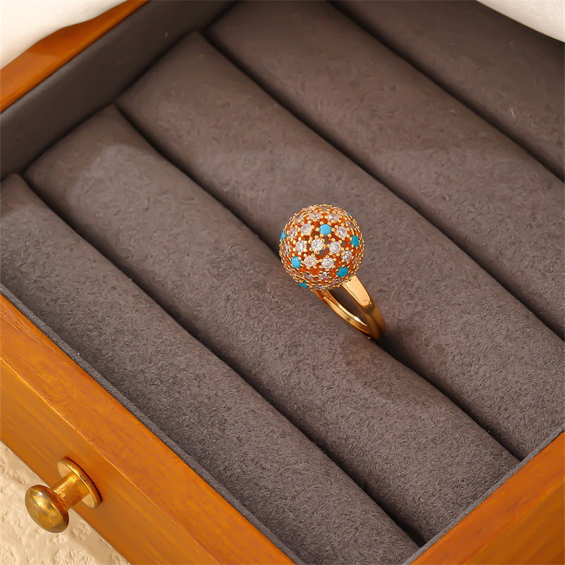 Multicolor Round Rhinestone Ring R2631