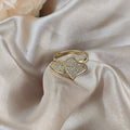 Double Heart Rhinestone Ring R2643