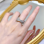 Double Ring Alloy Cubic Zirconia Ring R2659