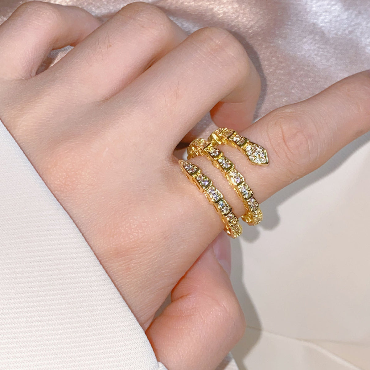 Cubic Zirconia Snake Ring R2680