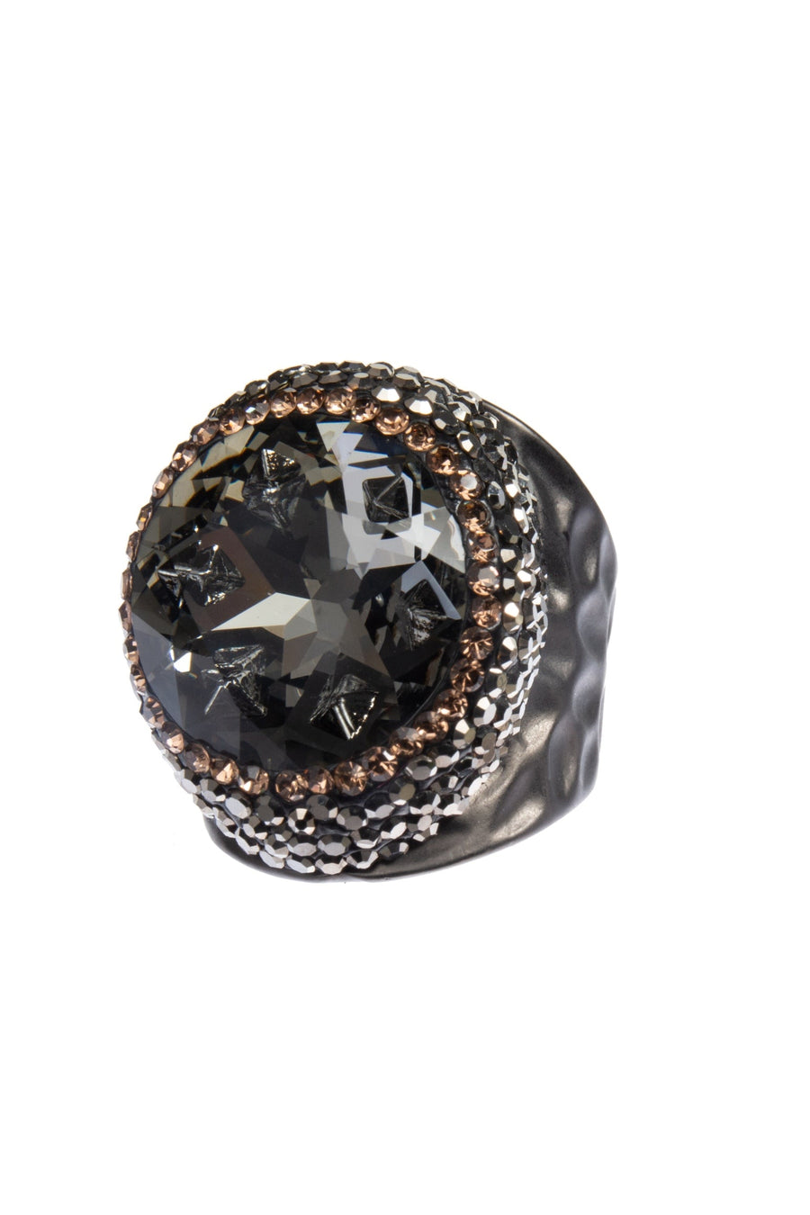 Glass Pavé Cocktail Ring R2723-Black