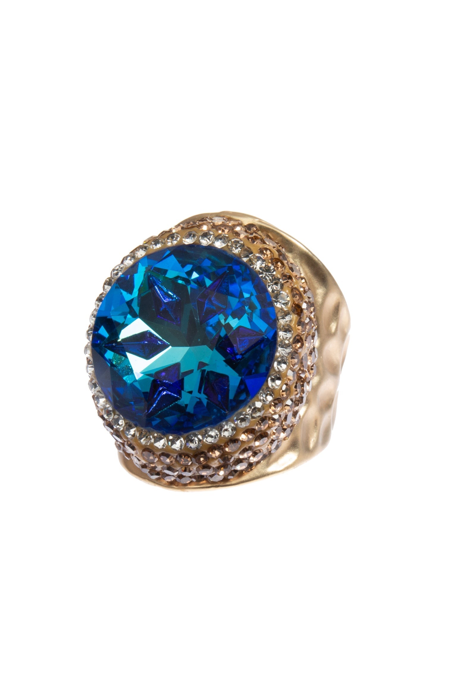 Glass Rhinestone  Pavé Cocktail Ring R2723-Gold