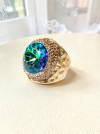 Glass Pavé Cocktail Ring R2723-Gold - view 2