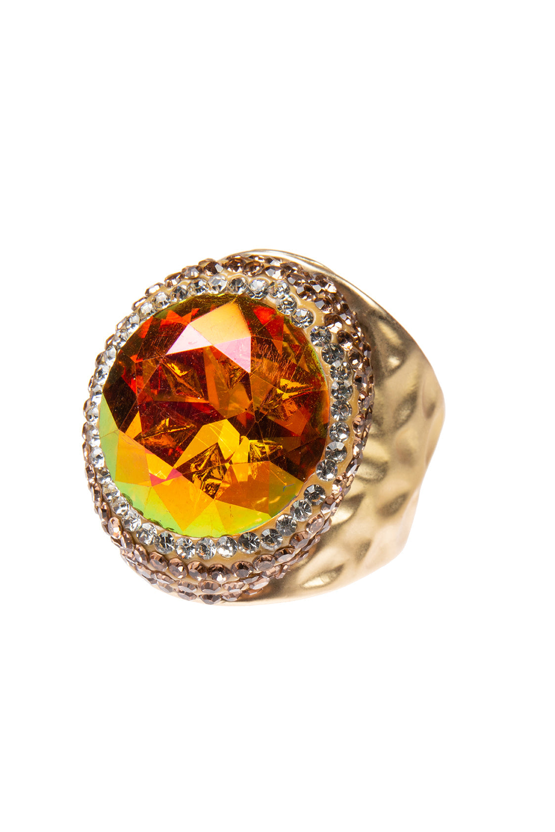 Glass Rhinestone  Pavé Cocktail Ring R2723-Gold