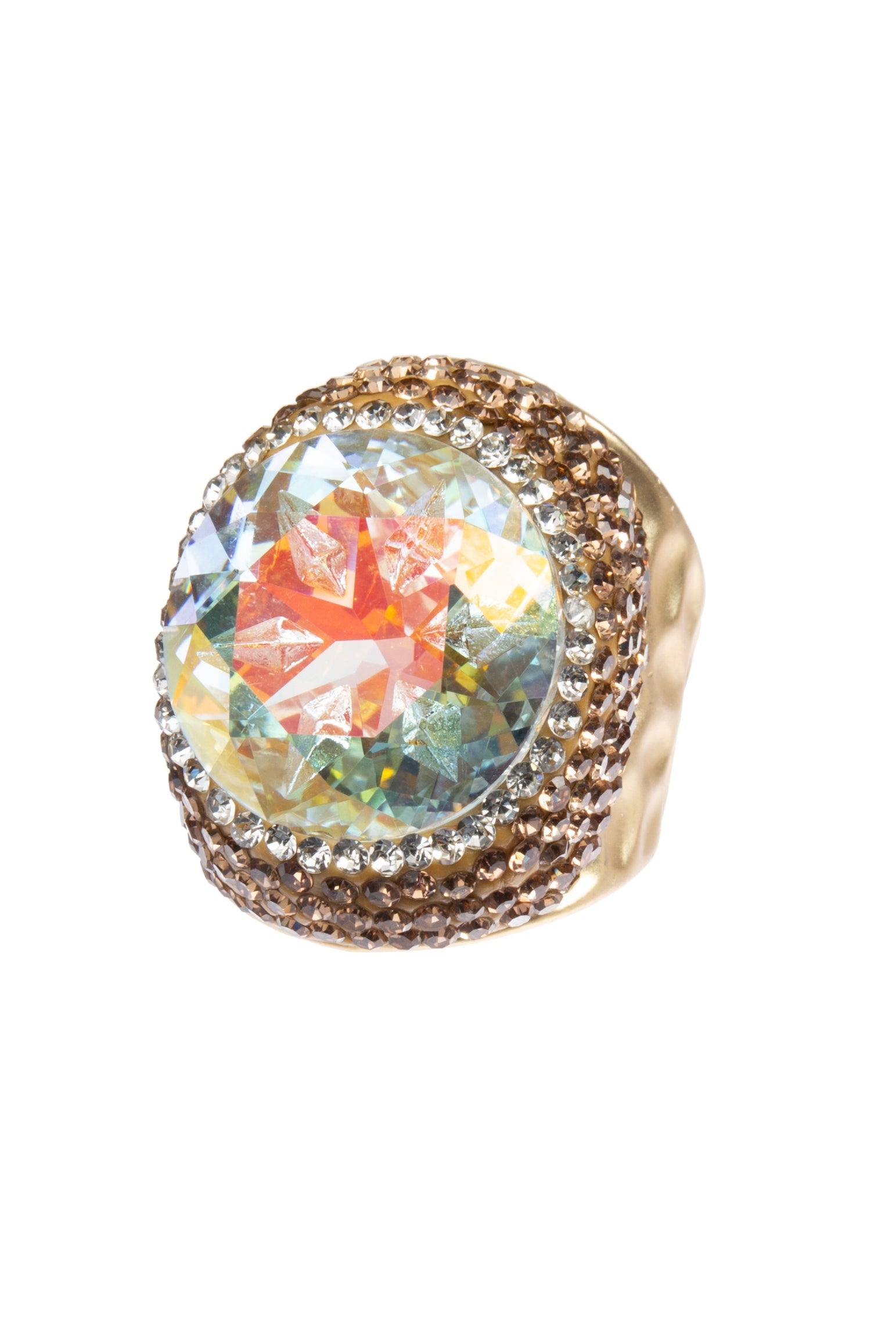 Glass Rhinestone  Pavé Cocktail Ring R2723-Gold