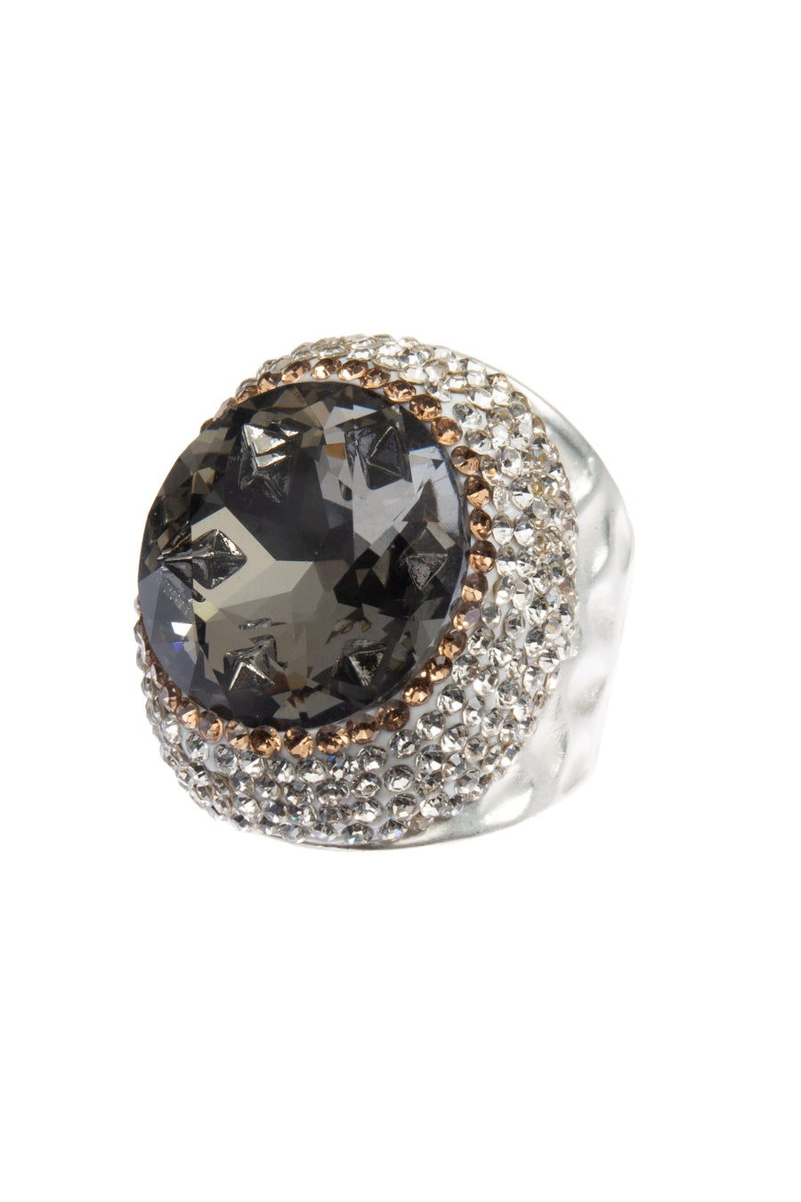 Glass Pavé Cocktail Ring R2723-Silver