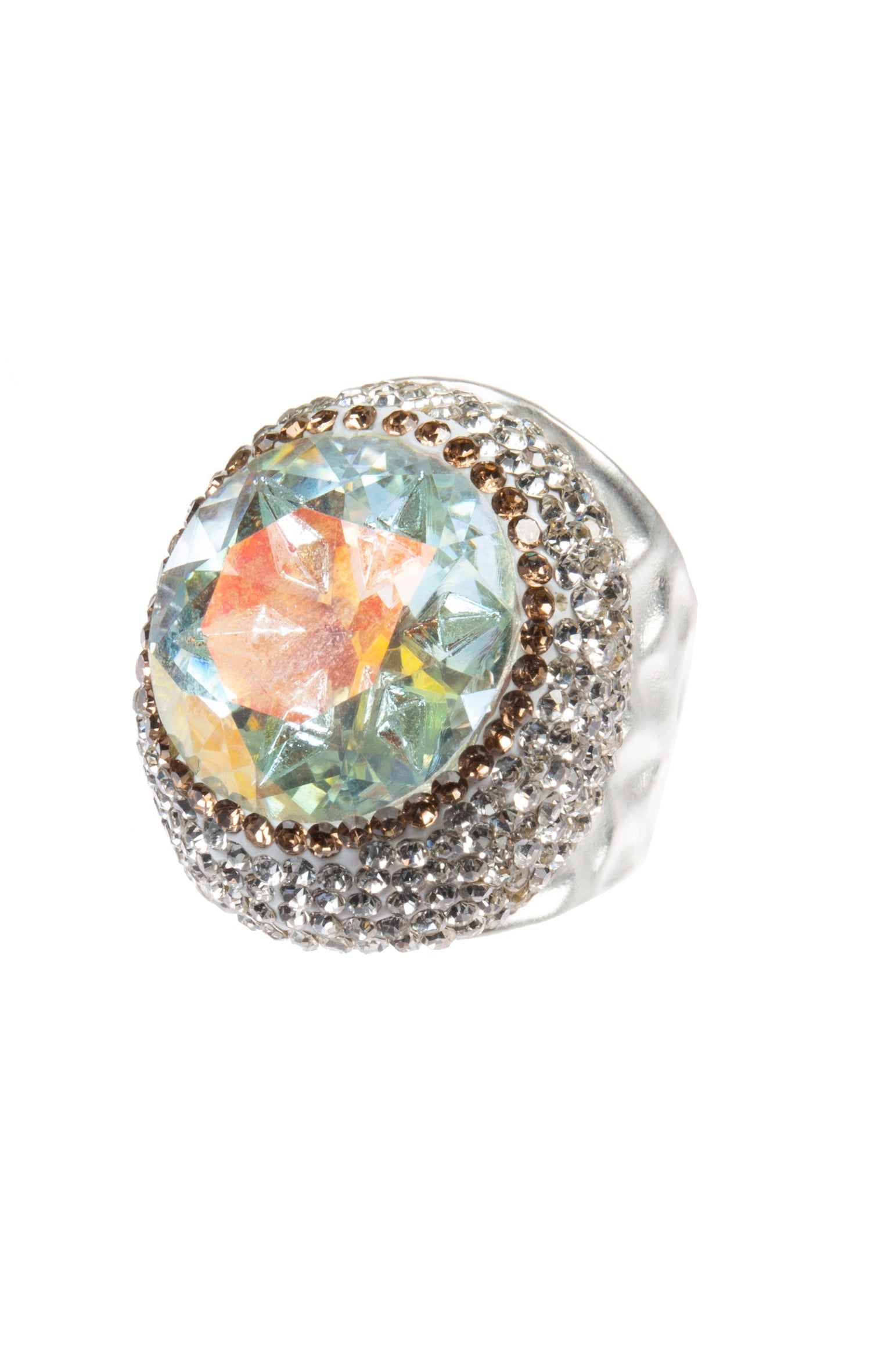 Glass Pavé Cocktail Ring R2723-Silver
