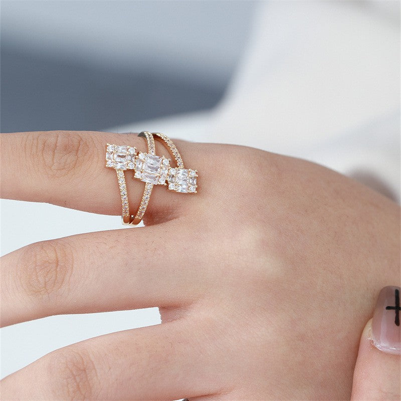 Cubic Zirconia Square Ring R2731