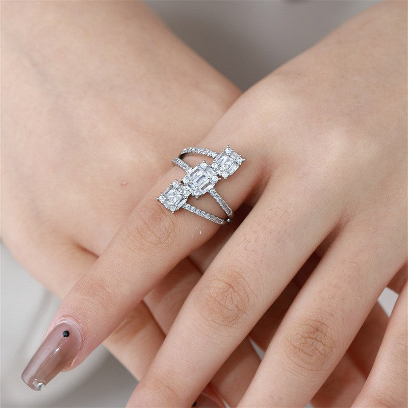Cubic Zirconia Square Ring R2731