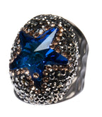 Glass Rhinestone Alloy Rings R2737-Black