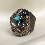 Glass Rhinestone Alloy Rings R2737-Black