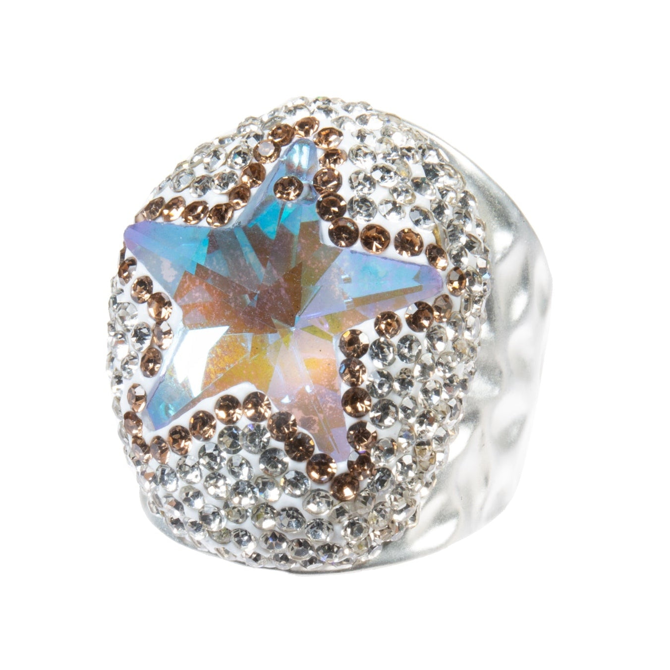 Glass Pavé Cocktail Ring R2737-Silver