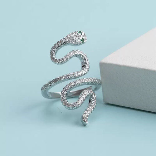 18K Gold Plated Snake Cubic Zirconia Copper Ring R2745