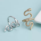 18K Gold Plated Snake Cubic Zirconia Copper Ring R2745