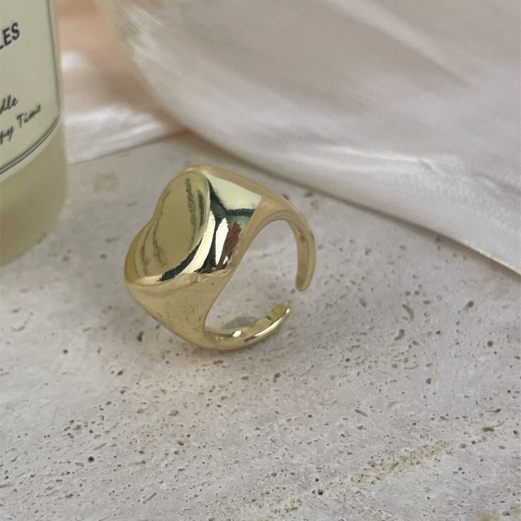 18K Gold Plated Heart Shaped Copper Ring R2749