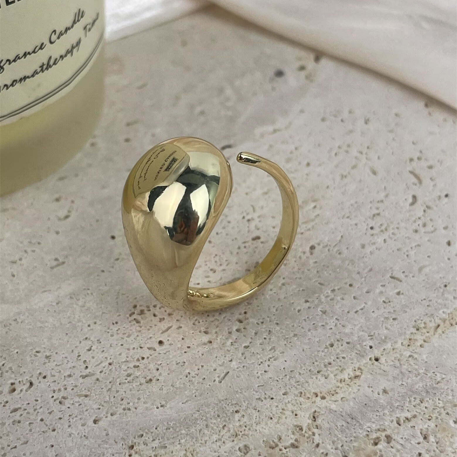 18K Gold Plated Irregular Shape Water Droplets Ring R2752