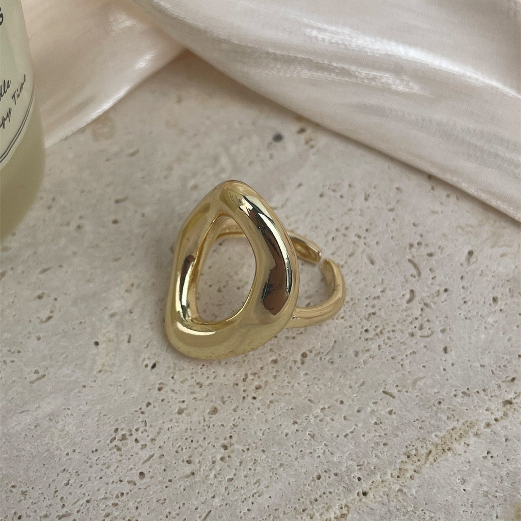 18K Gold Plated Irregular Circle Copper Ring R2753