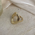 18K Gold Plated Irregular Circle Copper Ring R2753