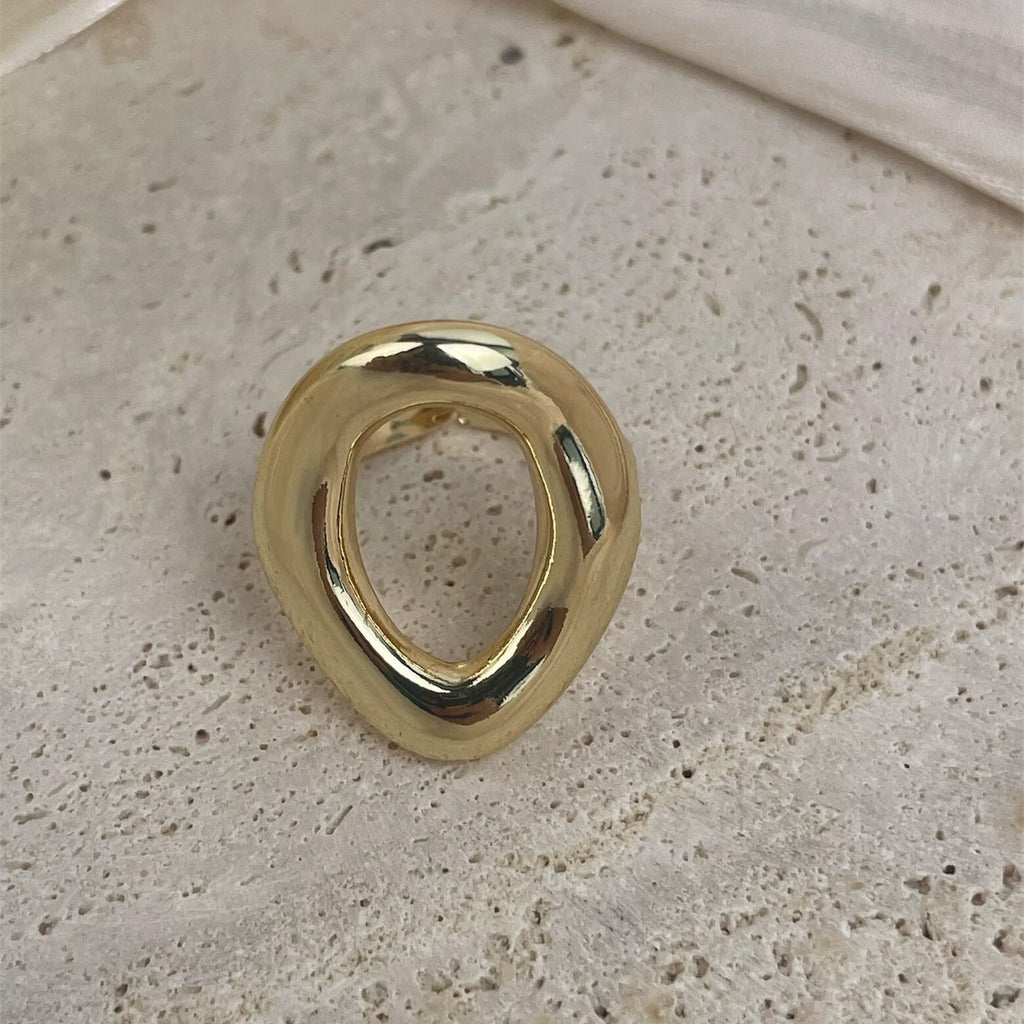 18K Gold Plated Irregular Circle Copper Ring R2753