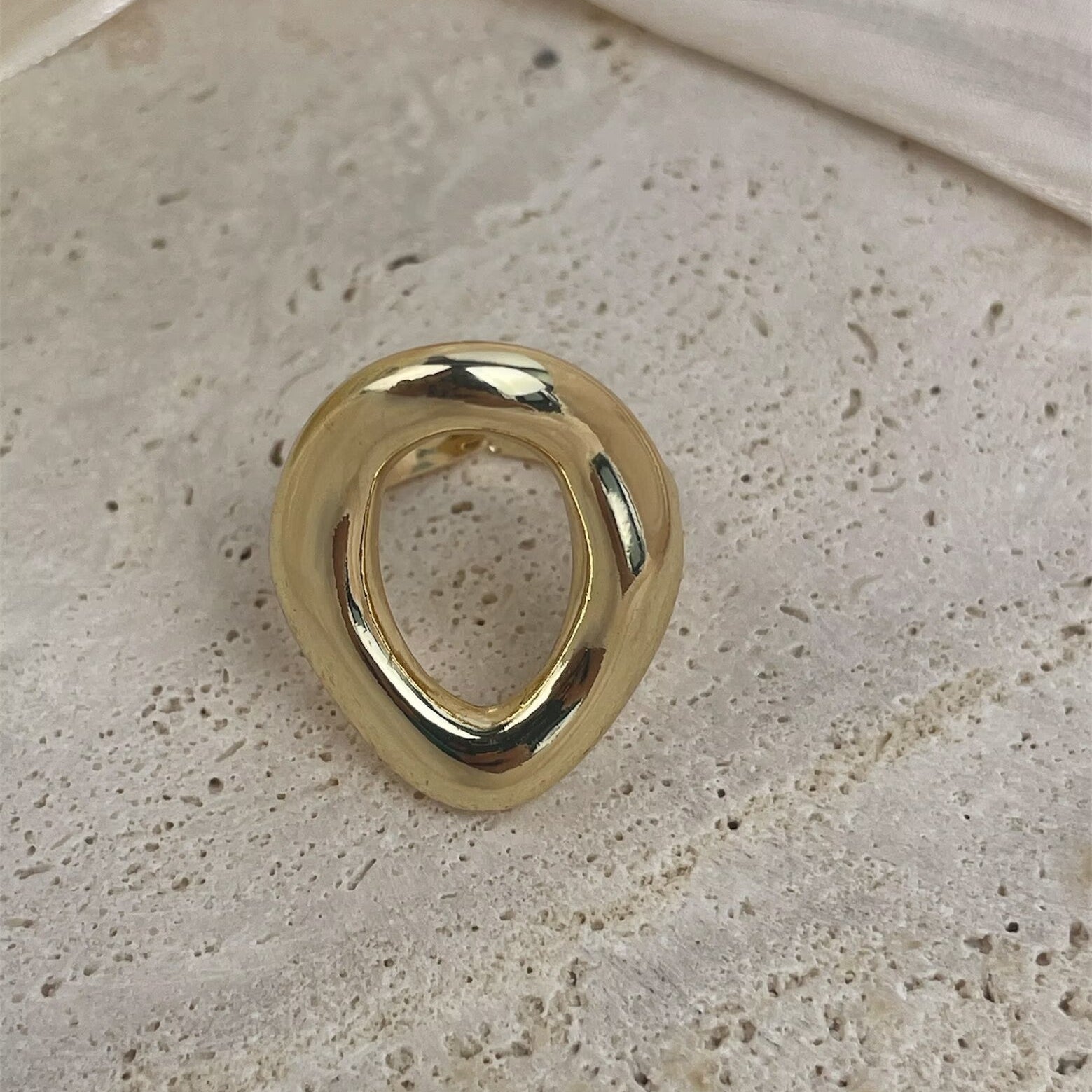 18K Gold Plated Irregular Circle Copper Ring R2753