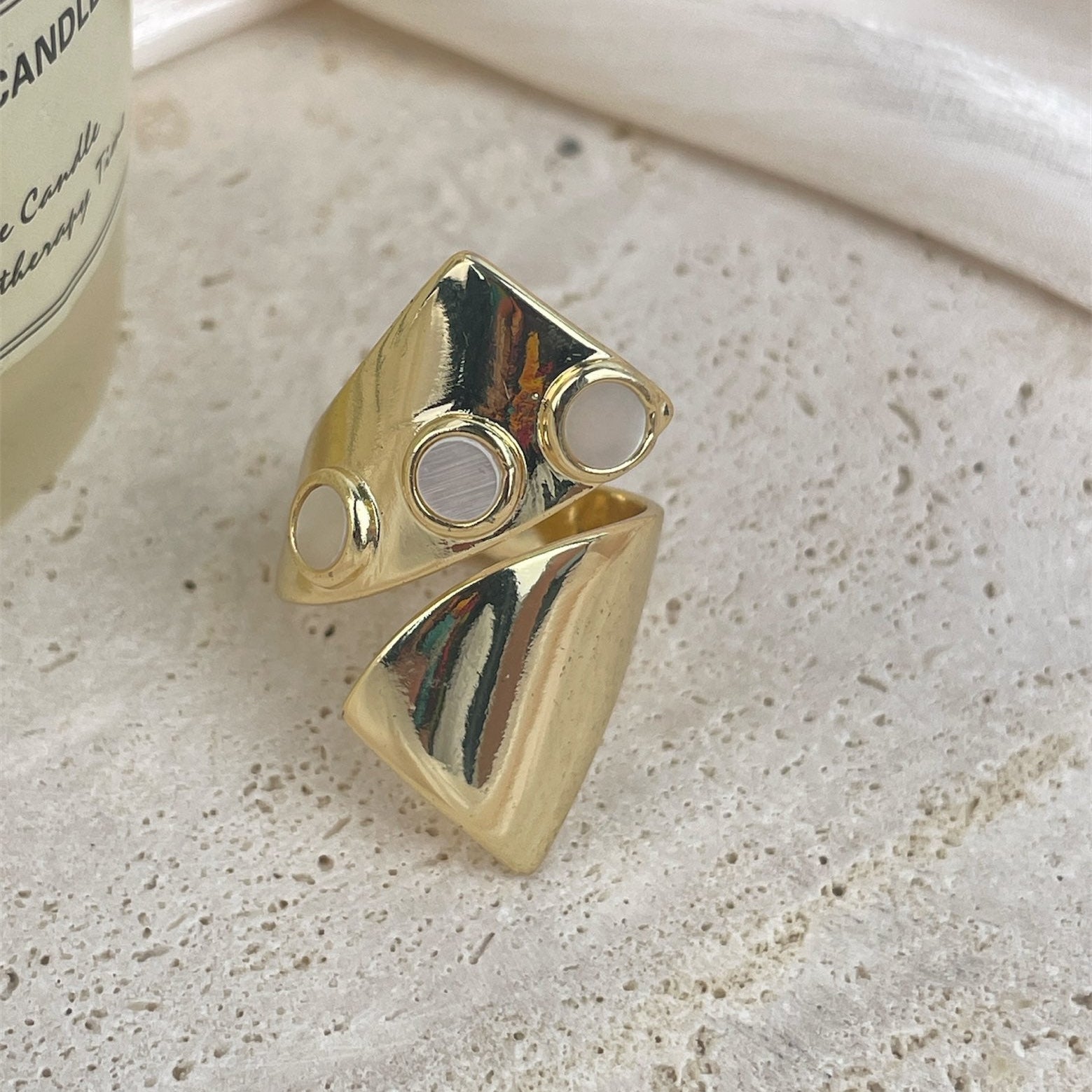 18K Gold Plated Irregular Cubic Zirconia Ring R2755