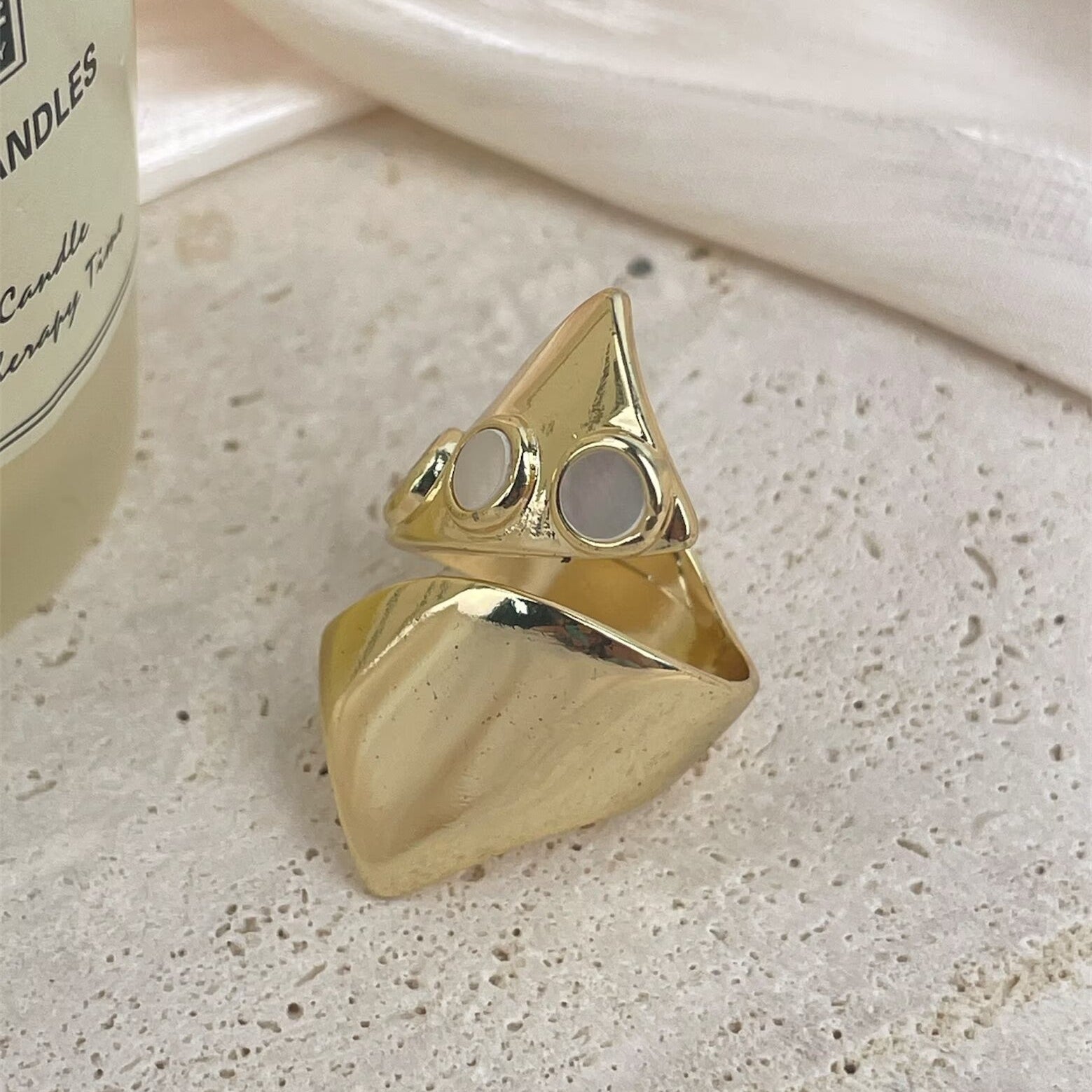 18K Gold Plated Irregular Cubic Zirconia Ring R2755