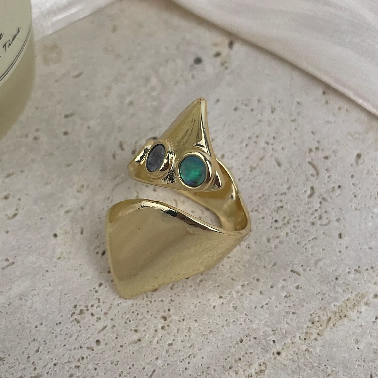 18K Gold Plated Irregular Cubic Zirconia Ring R2756