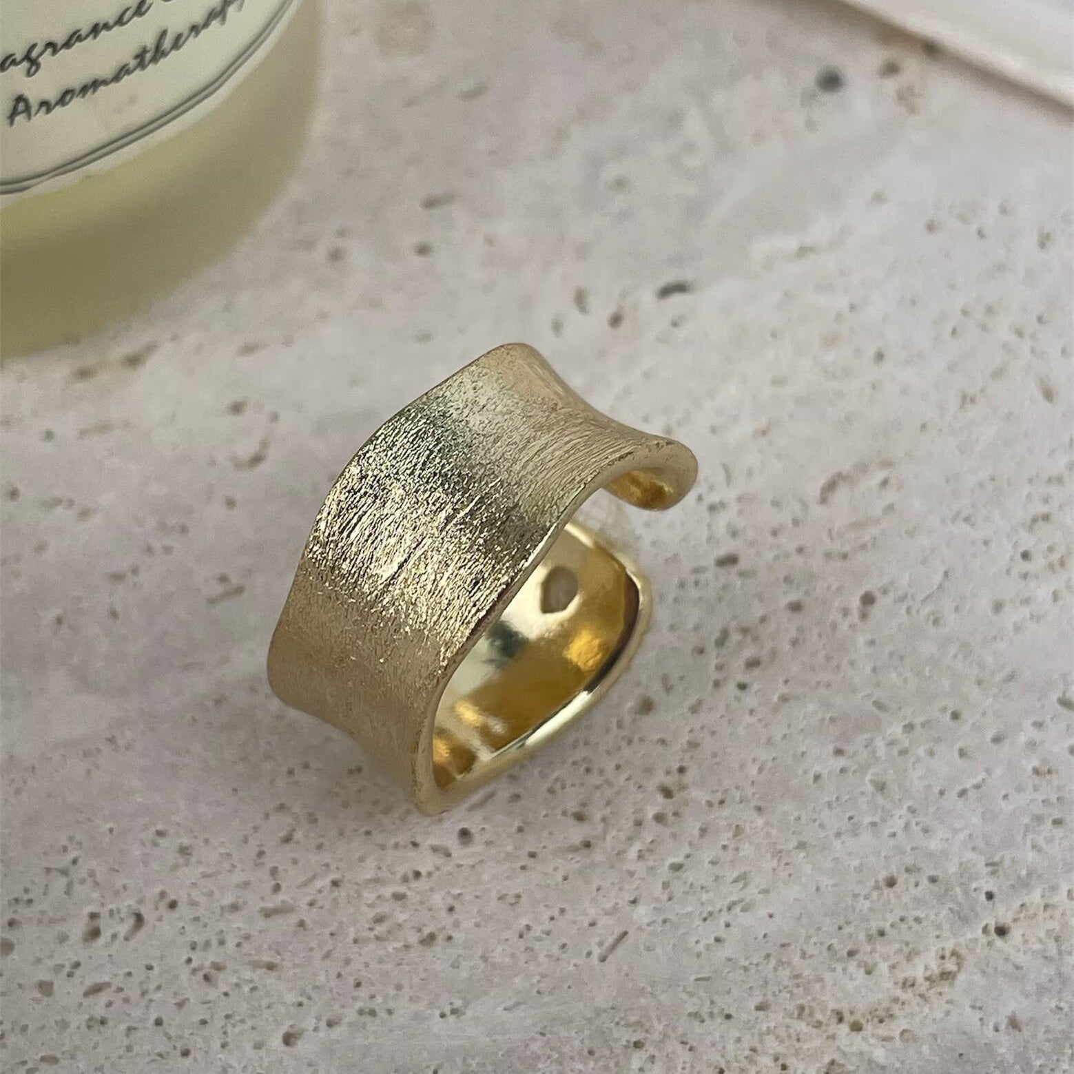 18K Gold Plated Wide Face Copper Ring R2760