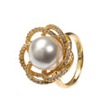 18K Gold Plated Flowers Cubic Zirconia Ring R2767