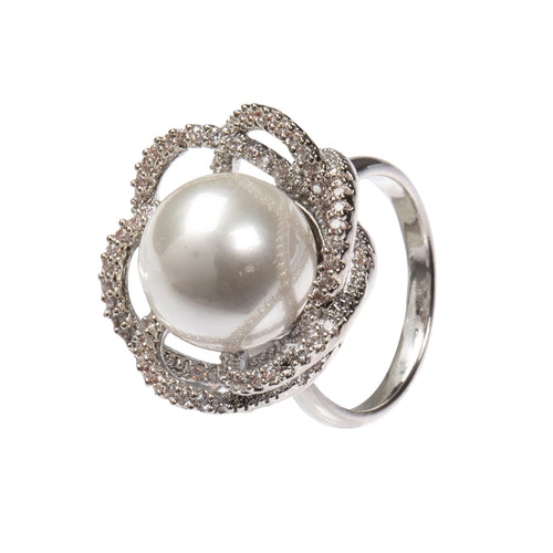 18K Gold Plated Flowers Cubic Zirconia Ring R2767