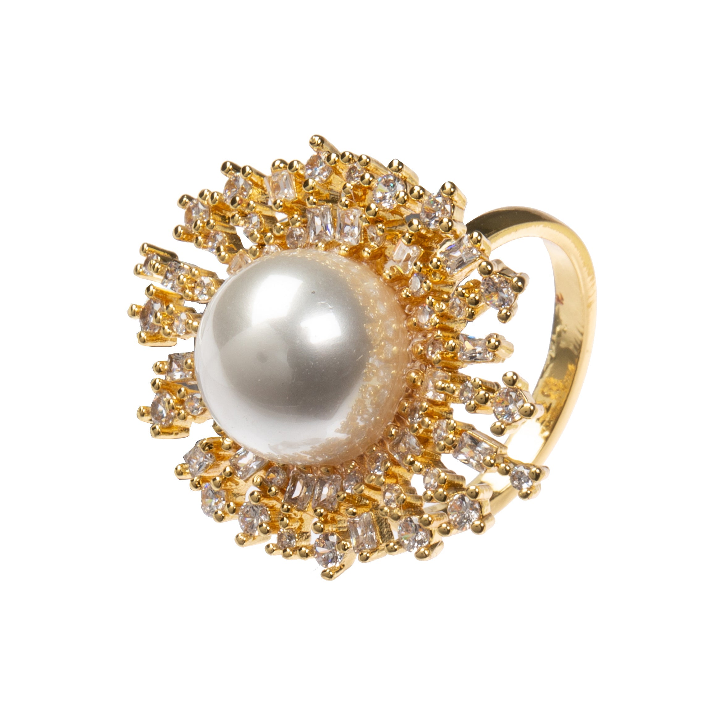 18K Gold Plated Sunflower Cubic Zirconia Ring R2768