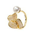 18K Gold Plated Flowers Cubic Zirconia Ring R2769