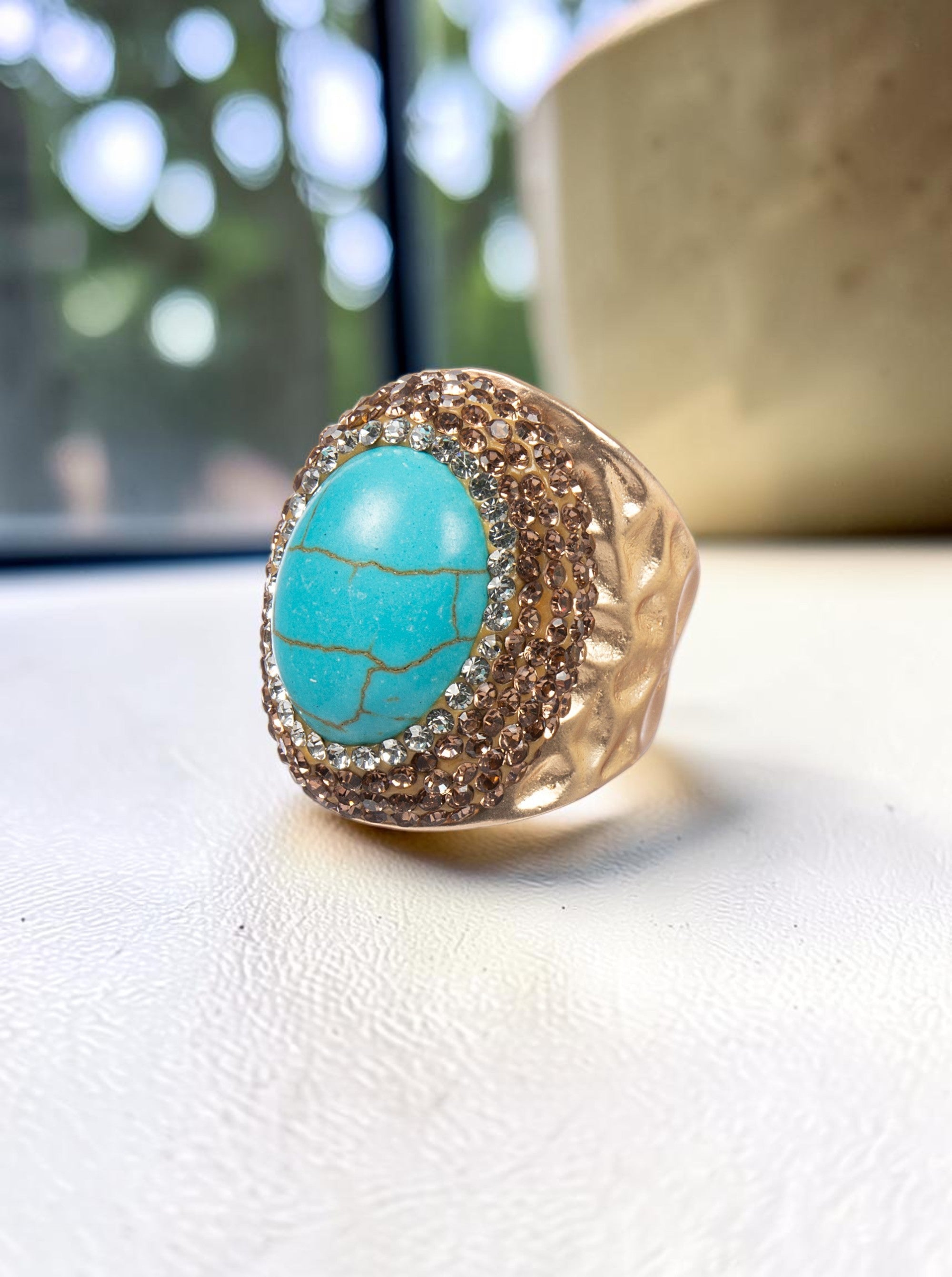 Turquoise Pavé Cocktail Ring R2785