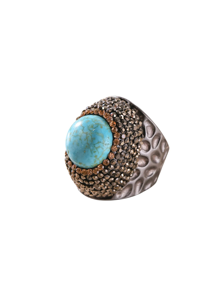 Composed Turquoise Pavé Cocktail Ring R2786
