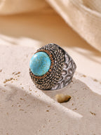 Composed Turquoise Pavé Cocktail Ring R2786