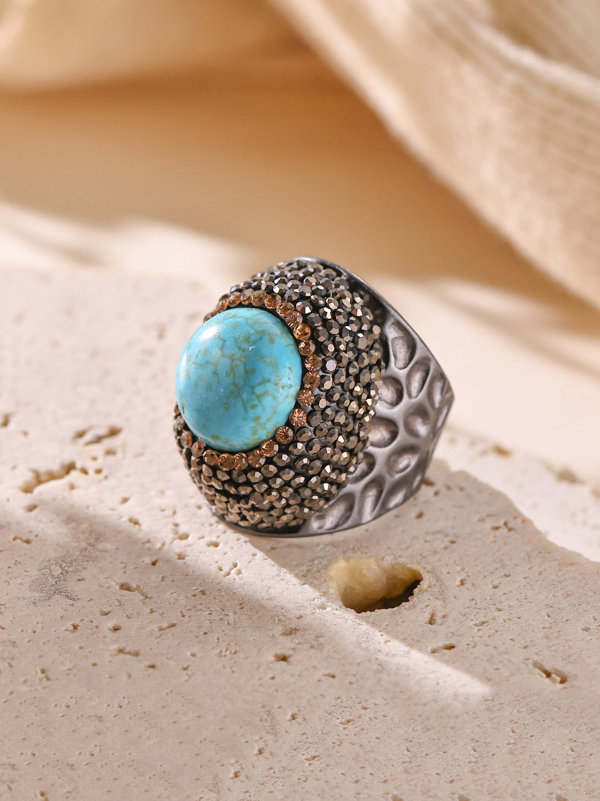 Composed Turquoise Pavé Cocktail Ring R2786