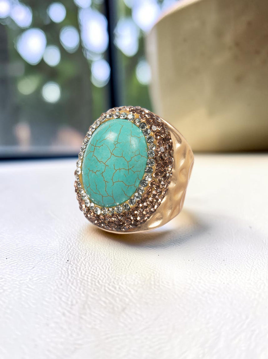 Turquoise Pavé Cocktail Ring R2787