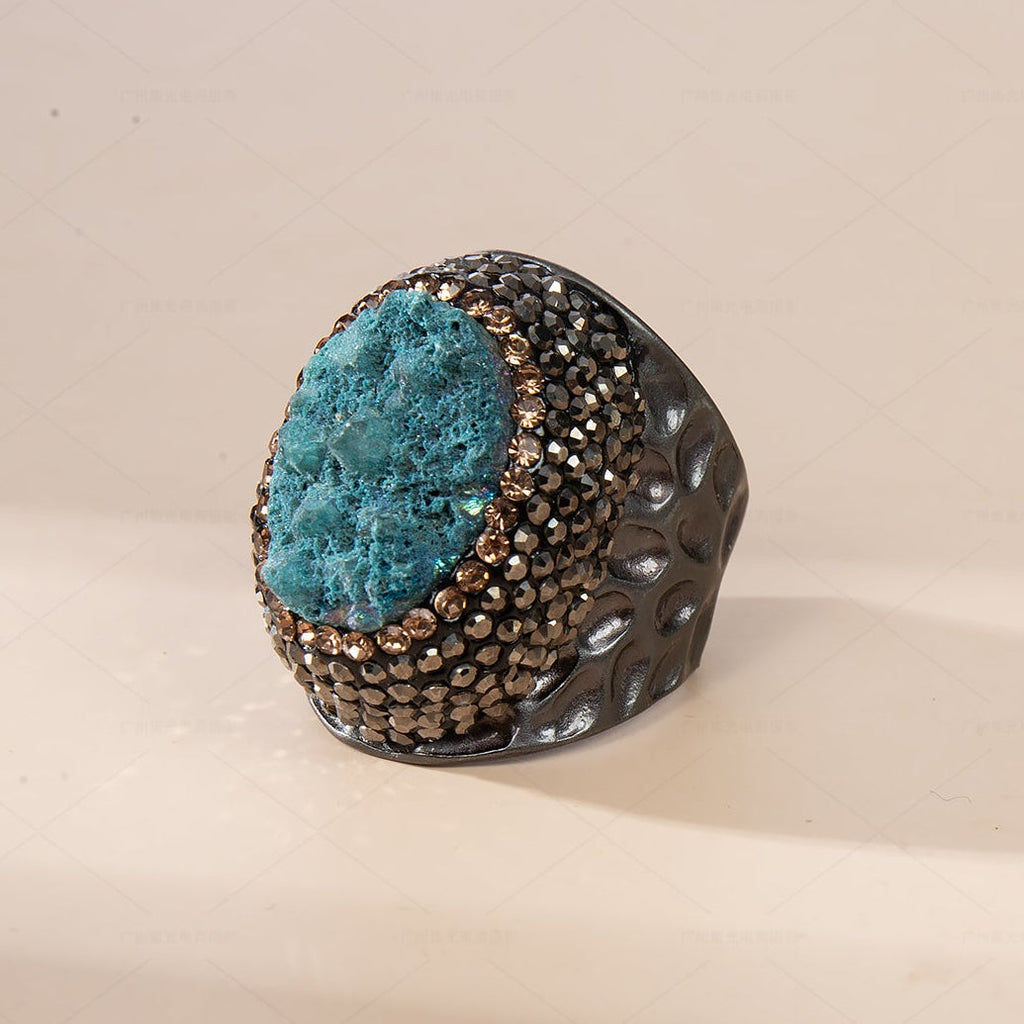 Druzy Pavé Cocktail Ring R2789-Black
