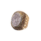 Druzy Pavé Cocktail Ring R2789 - Gold
