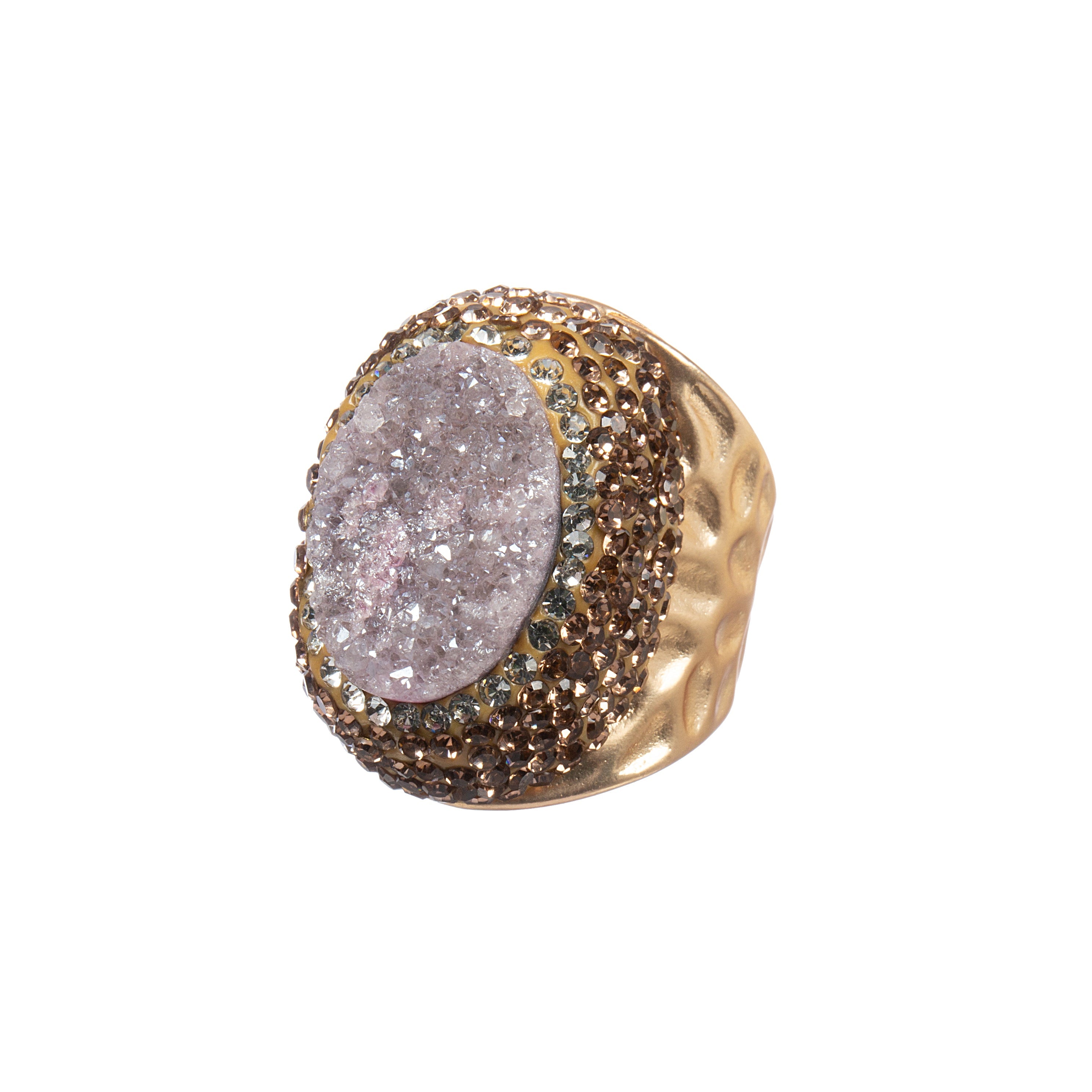 Druzy Pavé Cocktail Ring R2789 - Gold