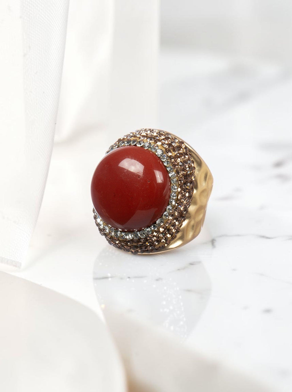 Red Jasper Pavé Cocktail Ring R2798