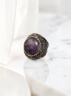 Amethyst Rhinestones Pavé Cocktail Ring R2799