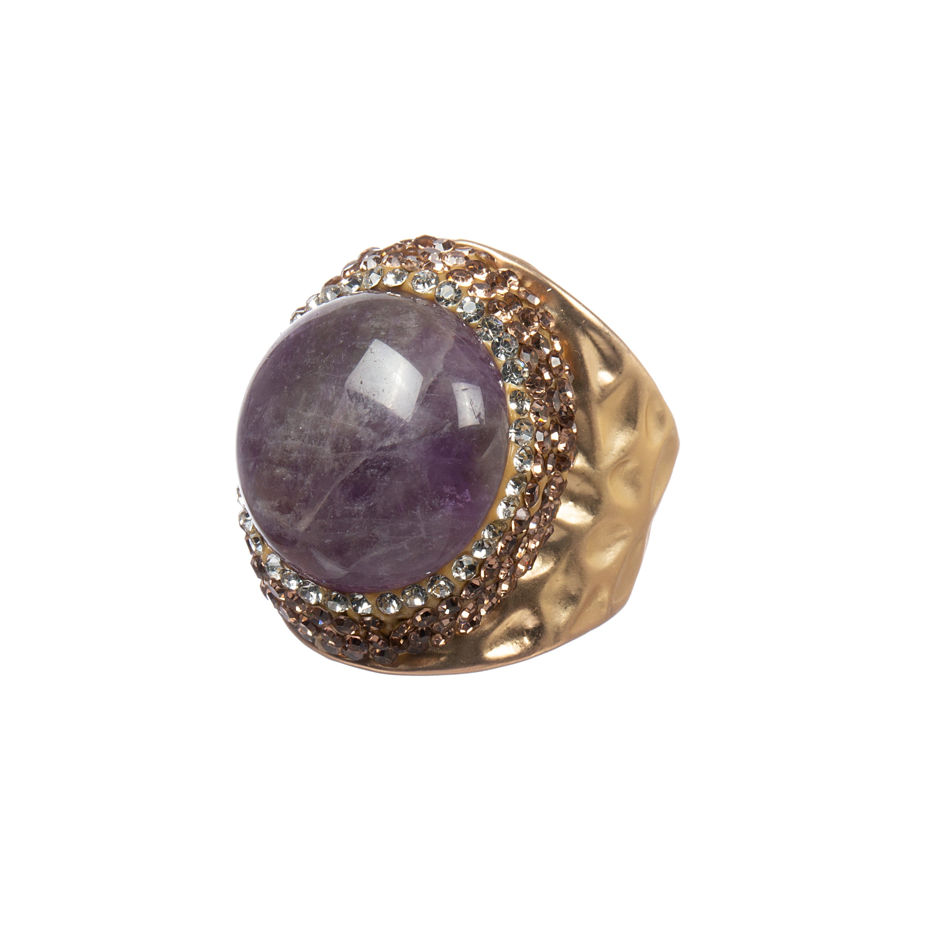 Amethyst Rhinestones Pavé Cocktail Ring R2799