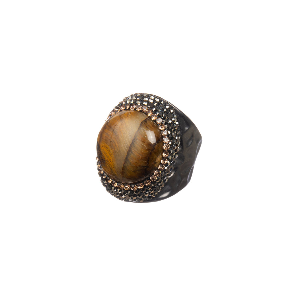 Tiger Eye Pavé Cocktail Ring R2800
