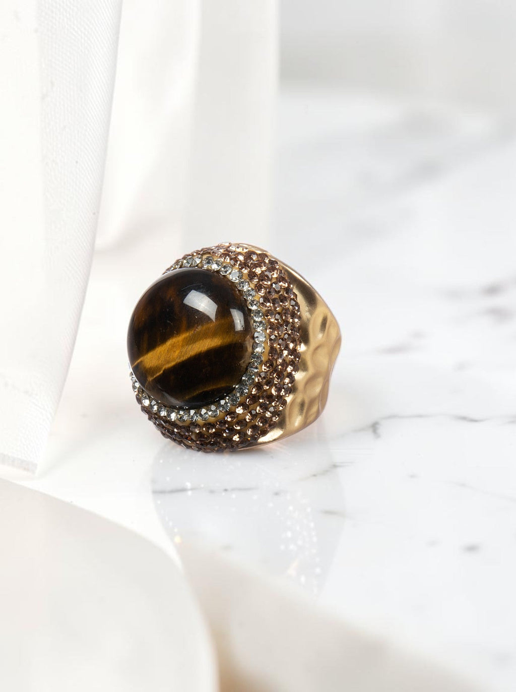 Tiger Eye Pavé Cocktail Ring R2800