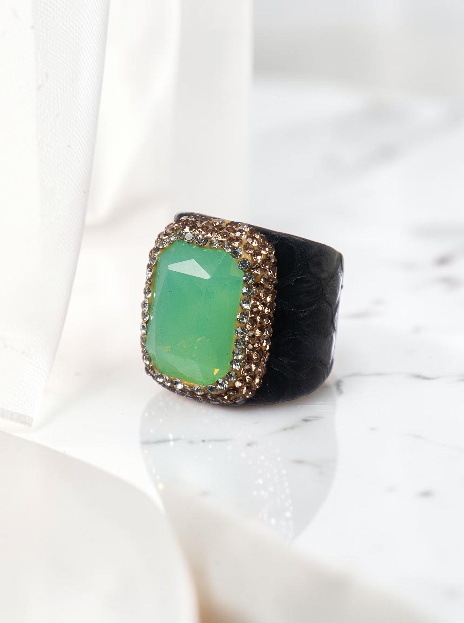 Rectangle Crystal Pavé Cocktail Ring R2801