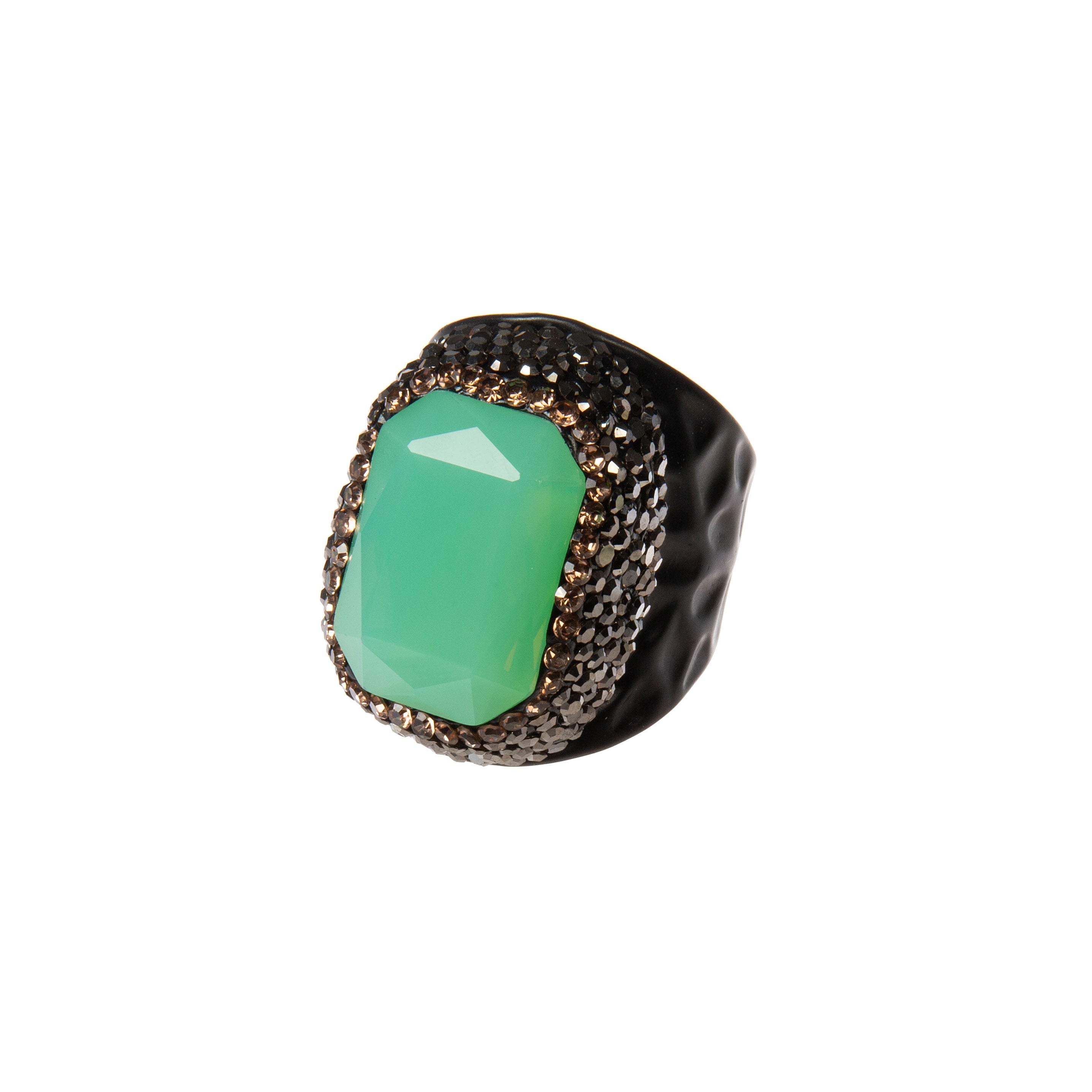 Rectangular Crystal Pavé Cocktail Ring R2814 - Black