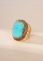 Rectangular Crystal Pavé Cocktail Ring R2814 - Gold