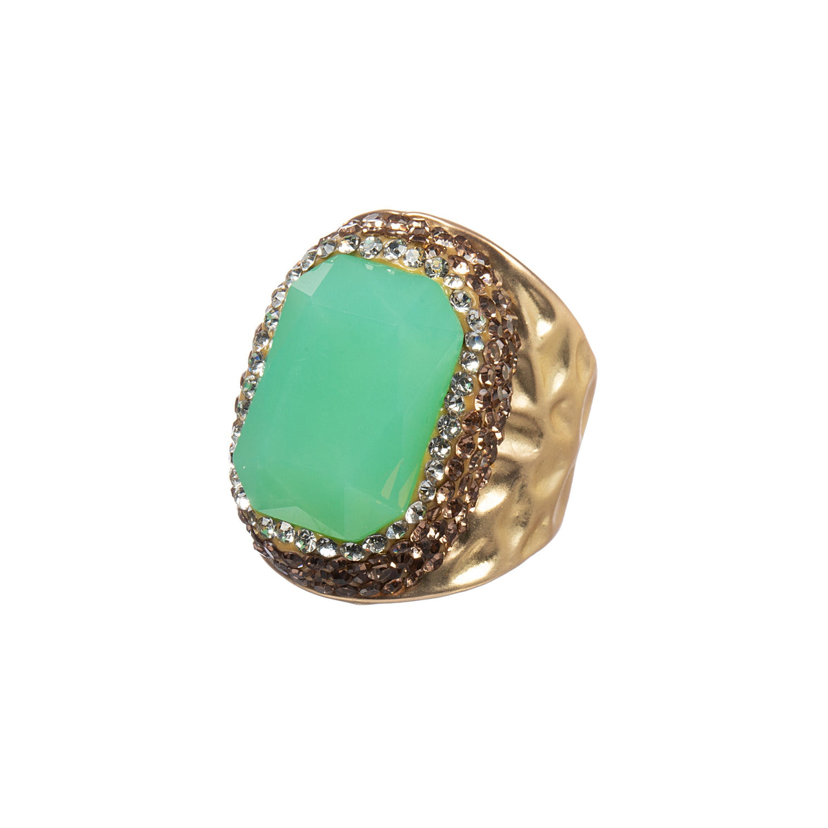 Rectangular Crystal Pavé Cocktail Ring R2814 - Gold - view 4