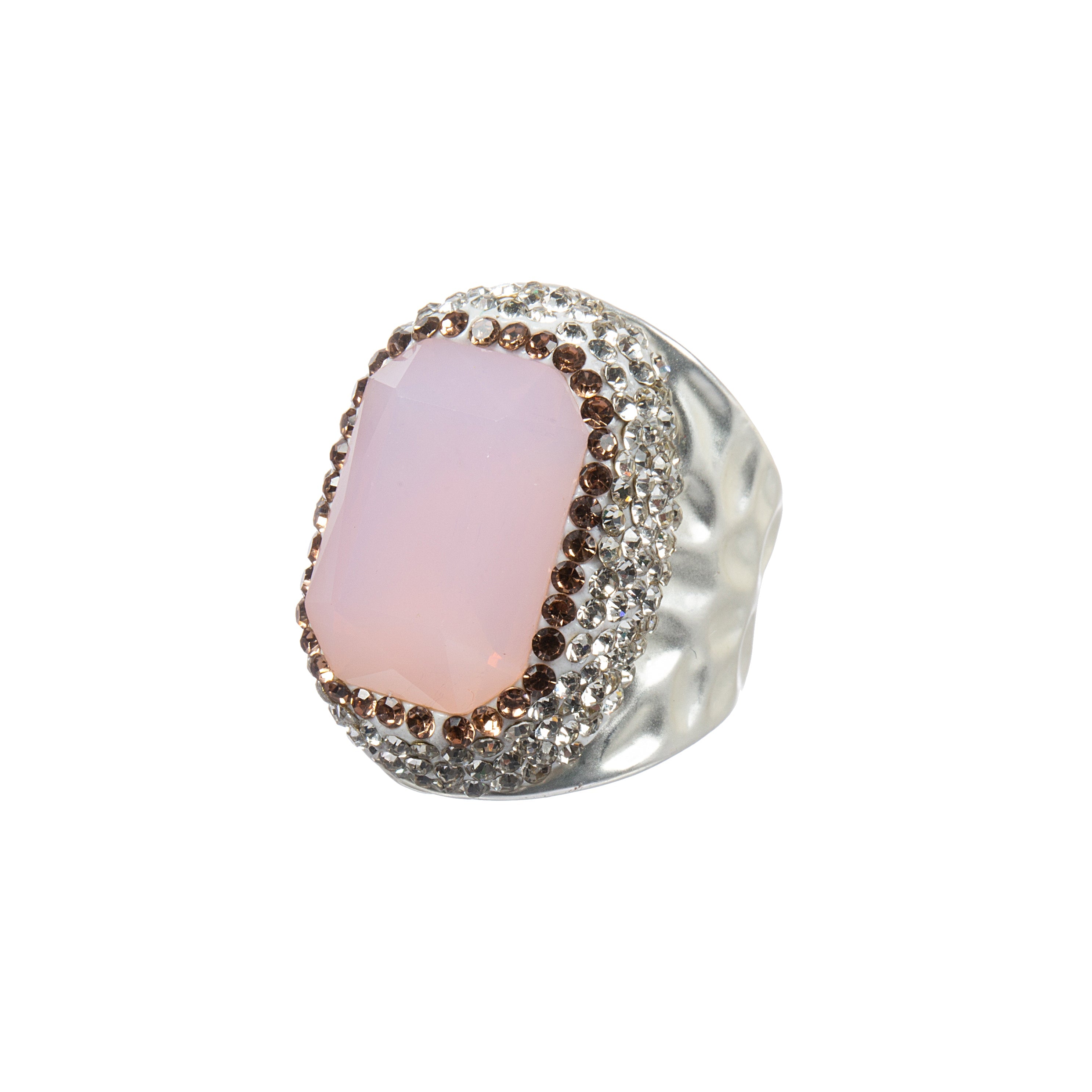 Rectangular Crystal Pavé Cocktail Ring R2814 - Sliver